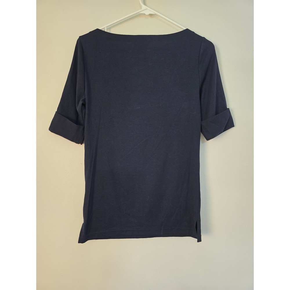 Ralph Lauren Shirt Short Sleeve Womens Small Blue Cuff Sleeve Top - Picture 3 of 8